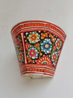Floral-Black-Andhra Leather-wall-lamp at Shilphaat.com