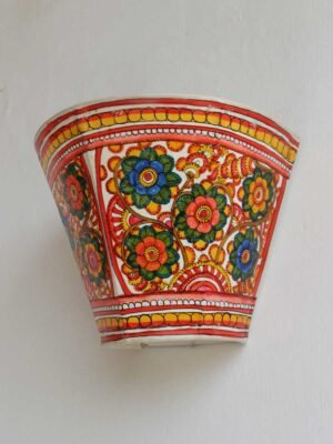Floral-Multicolour-Andhra-Leather-wall-lamp at Shilphaat