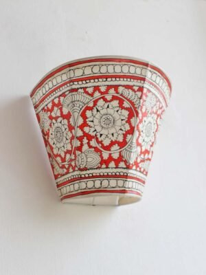 Floral-Red-Leather-wall-lamp at Shilphaat.com