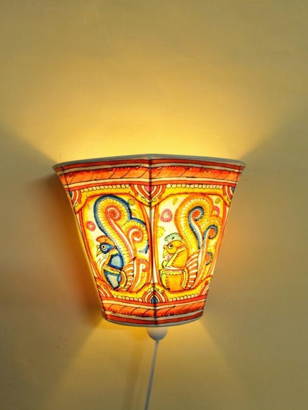 Four-peacocks-Tholu-Bommalata--wall-mount-lamp at Shilphaat.com