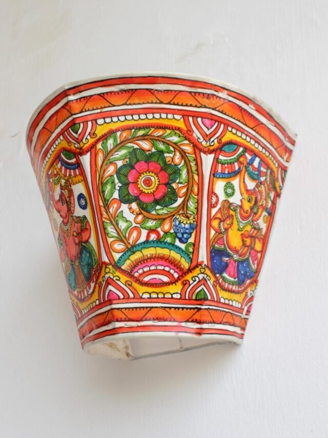 Ganesha-Andhra-Leather-wall-lamp at Shilphaat.com