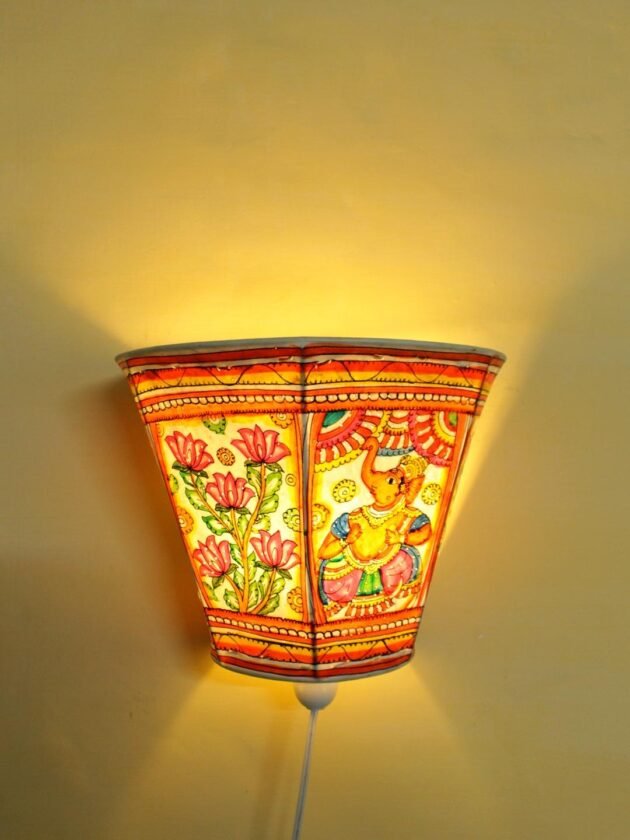 Ganesha-and-lotus-Tholu-Bommalata-wall-lamp at shilphaat.com