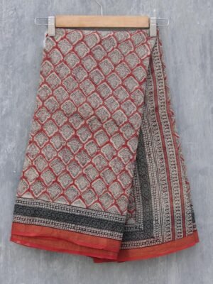 Maroon-Red-and-black--Block-printed-kota-sari-Shilphaat