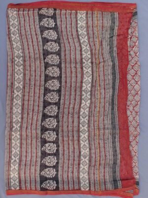 Maroon and-black--Block-printed-kota-cotton-saree