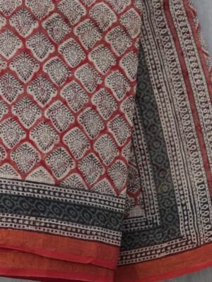 Maroon-and-black-Block-printed-kota-doria-sari