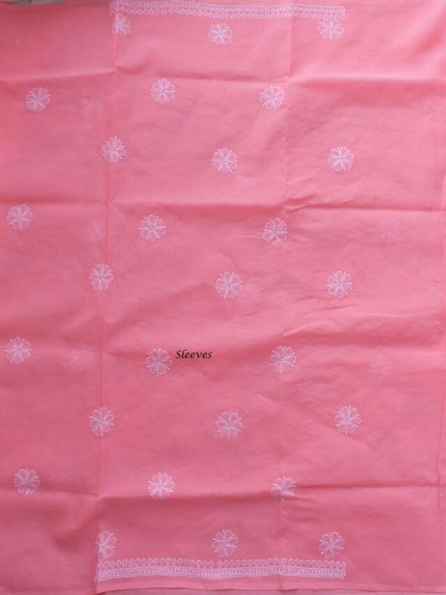 Orange-Pink-cotton-chikankari-buta-salwar-suit at Shilphaat.com