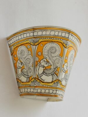 Yellow-Peacocks-Leather-wall-lamp at Shilphaat.com