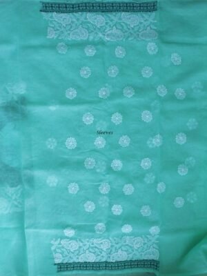 turquoise-green-jaal-chikankari-cotton-salwar-suit at Shilphaat.com