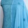 Blue-resham-chikankari-georgette-3p-ladies-suit at Shilphaat.com