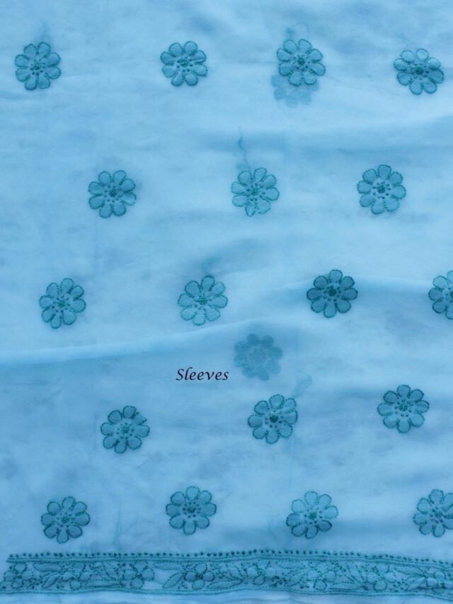 Blue-resham-chikankari-georgette-Lucknavi-suit at Shilphaat.com