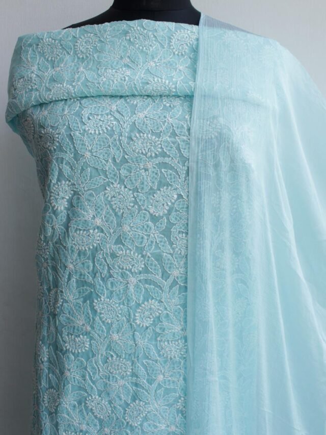 Light-Blue-jaal-chikankari-cotton-3pc-ladies-suit at Shilphaat