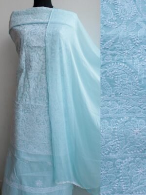 Pale-Blue-jaal-chikankari-cotton-dress-material at Shilphaat.com