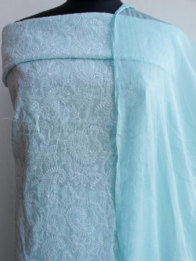 Powder-Blue-jaal-chikankari-cotton-3pc-ladies-suit at Shilphaat.com