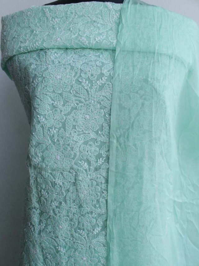 Seafoam-Green-jaal-chikankari-cotton-3pc-ladies-suit at Shilphaat.com