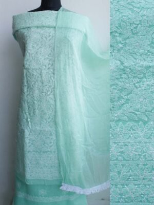 Seafoam-Green-jaal-chikankari-cotton-dress-material at Shilphaat.com