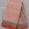 Ochre-red-block-printed-Kota-cotton-saree at Shilphaat.com