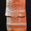 Rust-Orange-Silver-zari-pure-linen-saree at Shilphaat.com