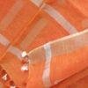 Rust-Orange-Silver-zari-pure-linen-sari at Shilphaat.com
