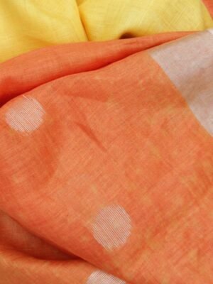 Rust-Orange-Silver-zari-pure-linen-sari