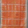 Rust-Orange-Silver-zari--pure-silken-linen-sari at Shilphaat.com