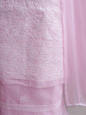 Baby-Pink-chikankari-cotton-3pc-lucknowi-suit-suit at Shilphaat.com