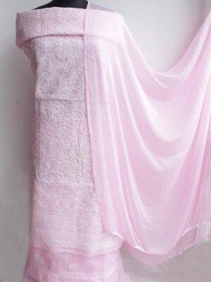 Baby-Pink-chikankari-cotton-dress-material at Shilphaat.com