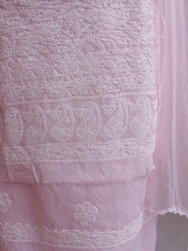 Baby-Pink-jaal-chikankari-cotton-3pc-lucknowi-suit-suit at shilphaat.com