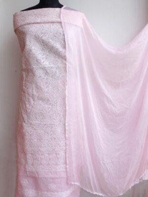 Baby-Pink-jaal-chikankari-cotton-dress-material at shilphaat.com