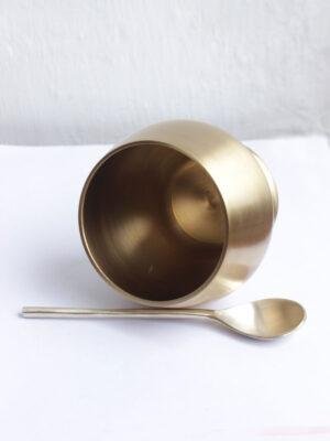 Handcrafted-premium-matte-brass-dessert-bowl at Shilphaat.com
