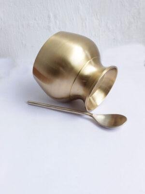 Handcrafted-premium yellow-brass-dessert-bowl at Shilphaat.com