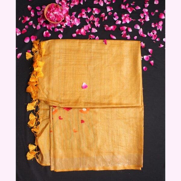 Desi-tussar-embroidered-saree