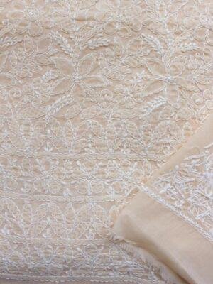 Beige-chikankari-cotton-lucknowi-suit at Shilphaat.com