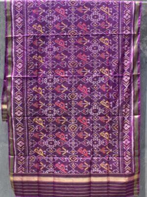 Brinjal-Purple-handwoven-patan-patola-silk-dupatta at Shilphaat.com