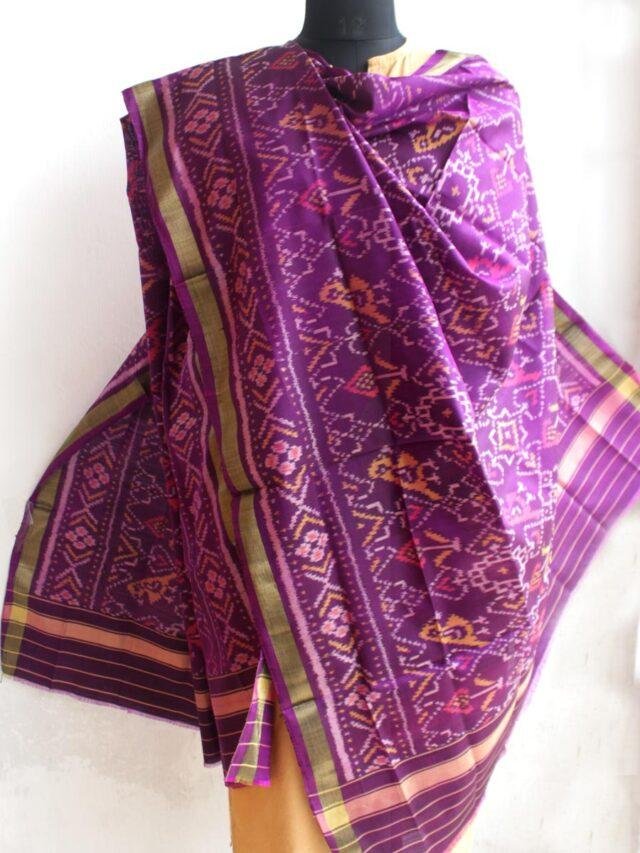 Brinjal-Purple-patan-patola-silk-dupatta at Shilphaat.com