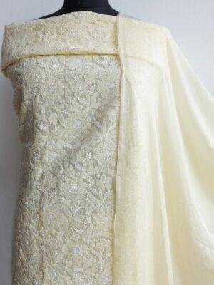 Butter-Yellow-chikankari-cotton-3pc-ladies-suit at Shilphaat.com