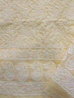 Butter-Yellow-chikankari-cotton-lucknowi-suit at Shilphaat.com