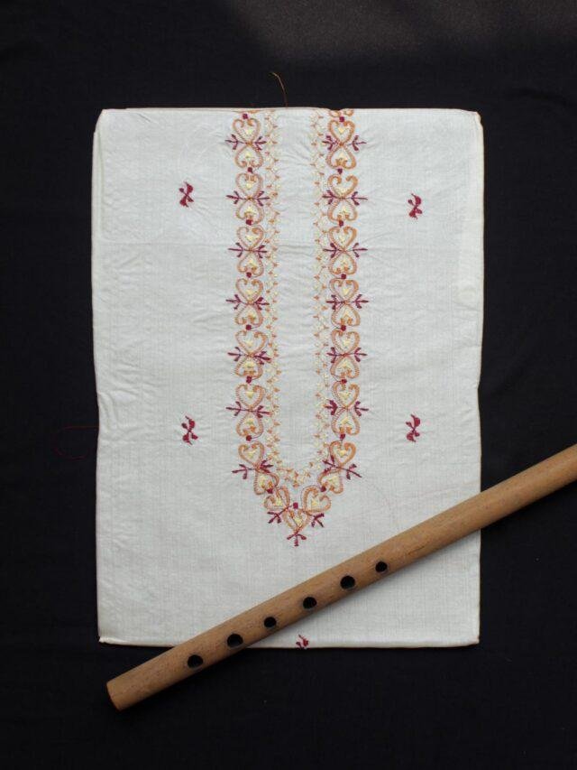 Cream-White-mens-silk-kurta-fabric at Shilphaat.com