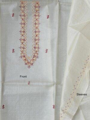 Cream-white-Mens-pure-silk-kurta-fabric at Shilphaat.com