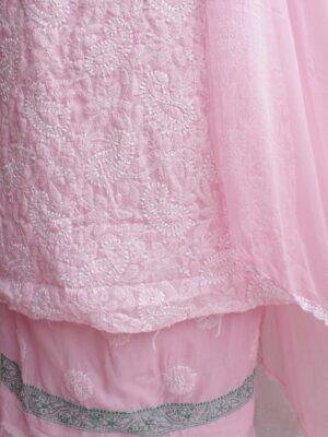 Light-Pink-jaal-chikankari-cotton-3pc-lucknowi-suit-suit at shilphaat.com