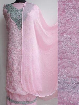 Light-Pink-jaal-chikankari-cotton-dress-material at Shilphaat.com