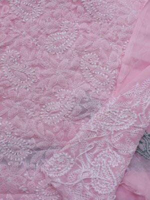 Light-Pink-jaal-chikankari-cotton-lucknowi-suit at Shilphaat.com
