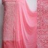 Orange-Pink-jaal-chikankari-cotton-dress-material at Shilphaat.com