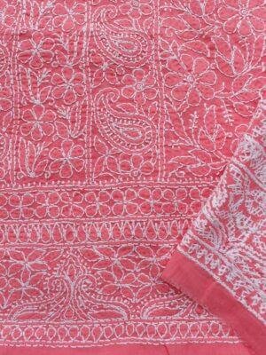 Orange-Pink-jaal-chikankari-cotton-lucknowi-suit