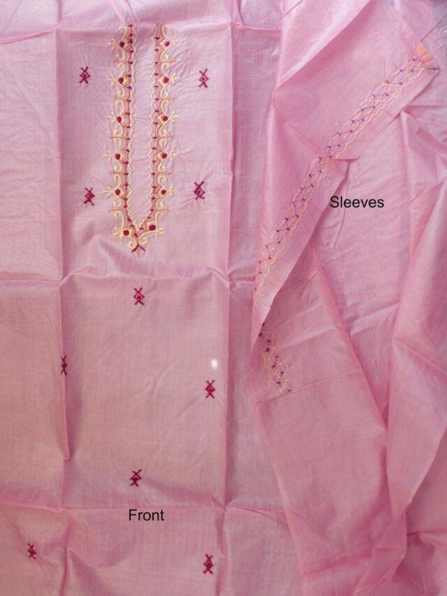 Rose-Pink-Mens-pure-silk-kurta-fabric at Shilphaat.com