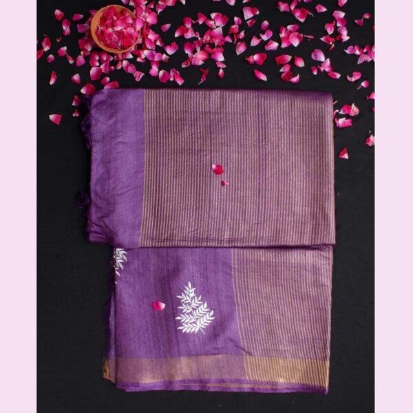 Desi-tussar-embroidered-saree at Shilphaat.com