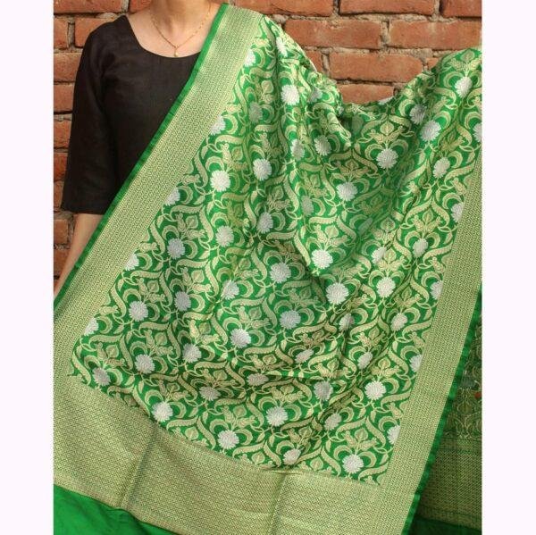Silk-Green-Banarasi-dupatta at Shilphaat.com