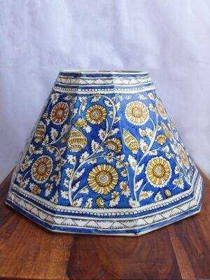 Big-Blue-and-Yellow-Leather-Lampshade at Shilphaat.com