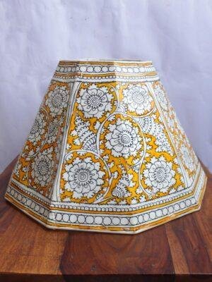 Big-Yellow-and-white-Leather-Lampshade at Shilphaat.com