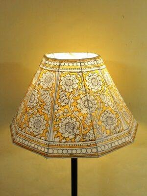 Big-Yellow-and-white-Tholu-Bommalata-Lampshade at Shilphaat.com