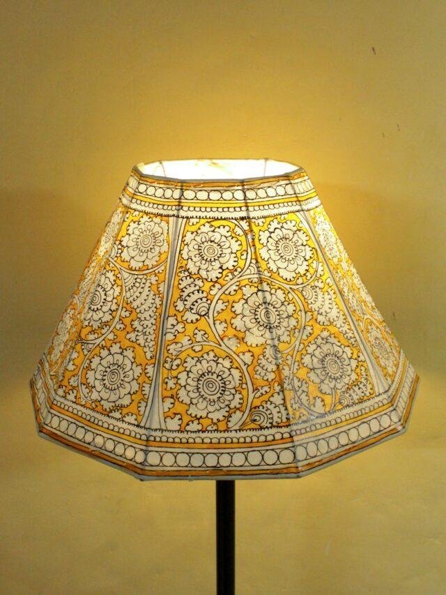 Big-Yellow-and-white-Tholu-Bommalata-Lampshade at Shilphaat.com